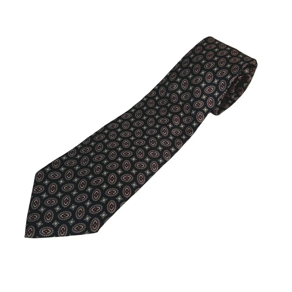 Jos. A. Bank Executive Collection Men’s Navy Gray Wine Geo Print 100% Silk Tie